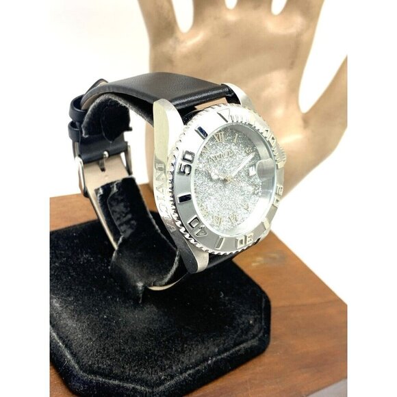 Invicta Women's Watch 22706 Angel Quartz Silver Dial Black Leather Band 40mm - Picture 14 of 14